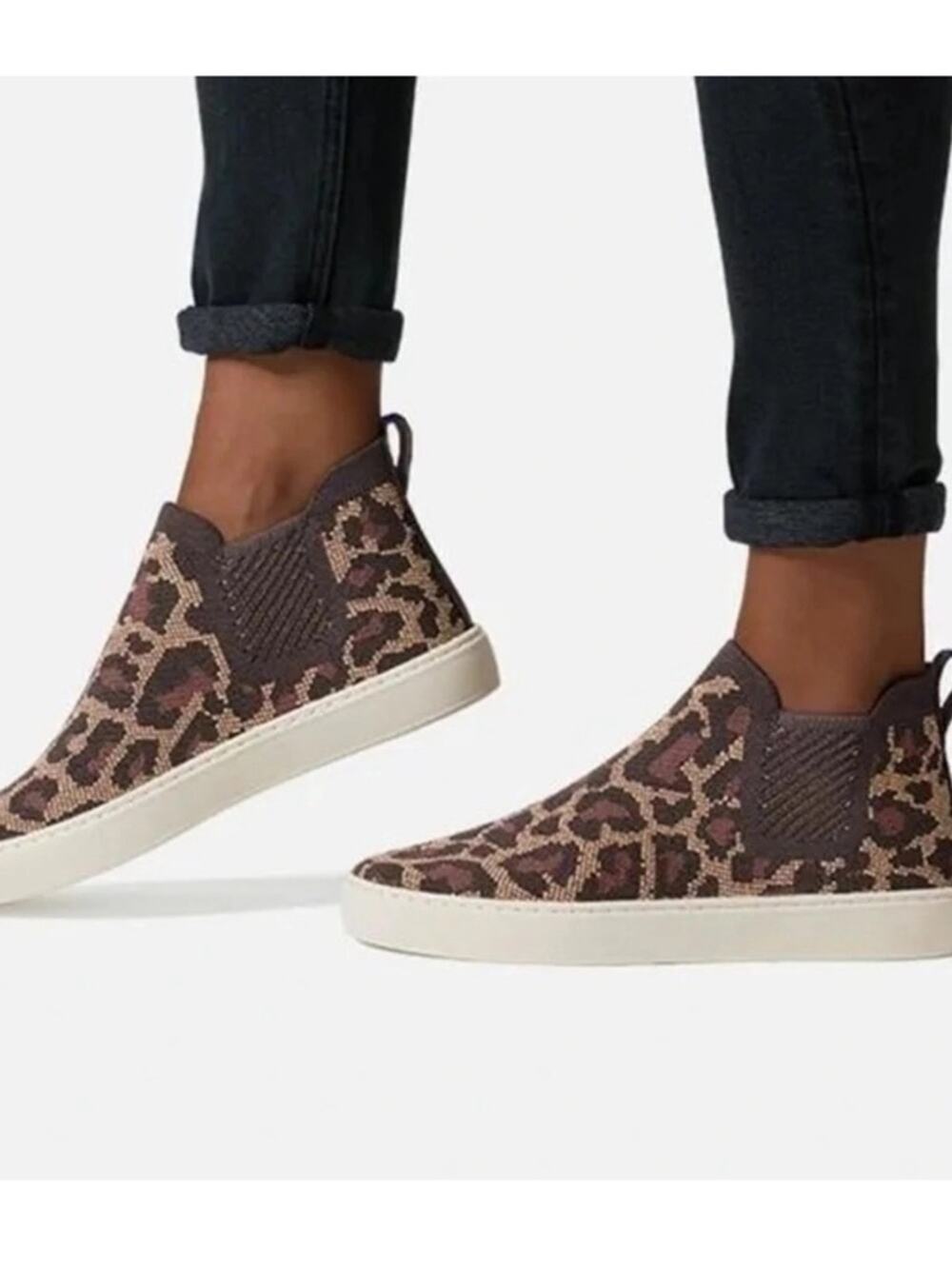 Rothy's Chelsea Wildcat Ankle Booties in Brown Leopard Size 10.5
